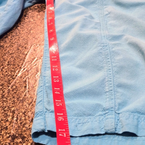 Erika Petite Bright Blue Teal Capri Pants Front Seam Drawstring Waist Women PL - Picture 13 of 13